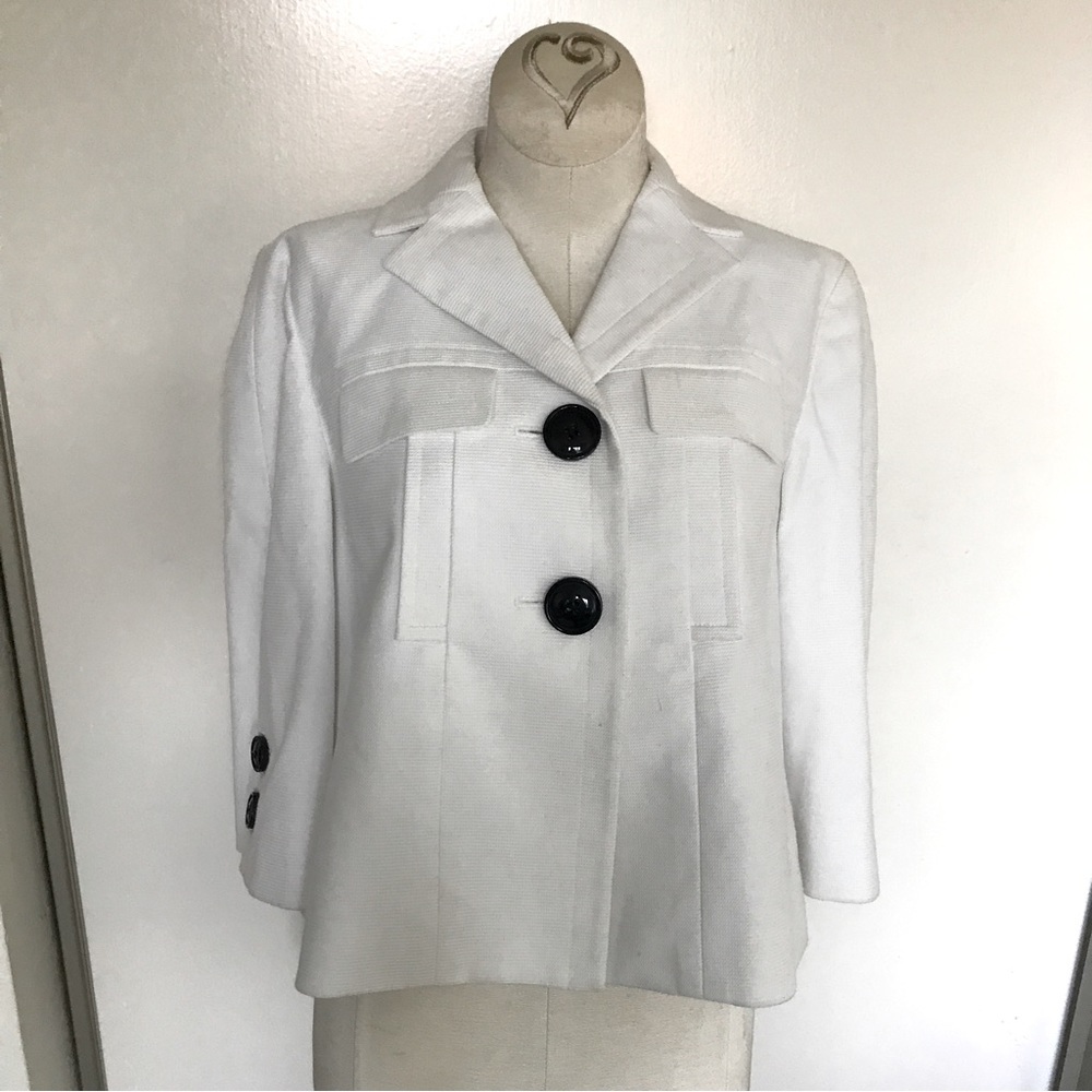 Anne Klein Petite Cropped Swing Jacket Jackie O Kennedy White 2P